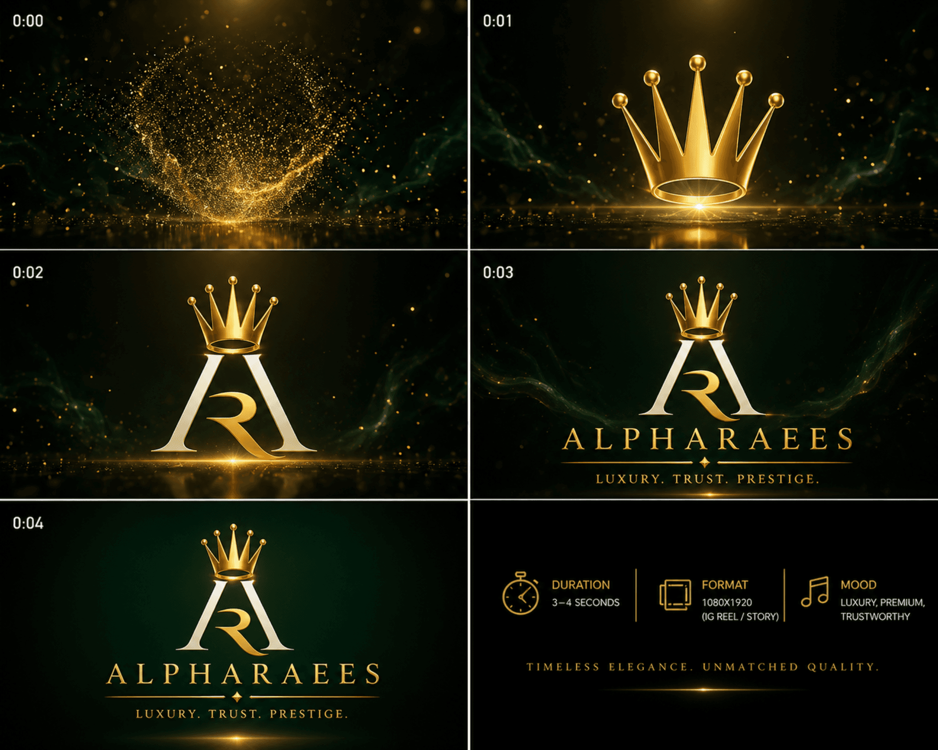 Alpharaees luxury crown animation storyboard